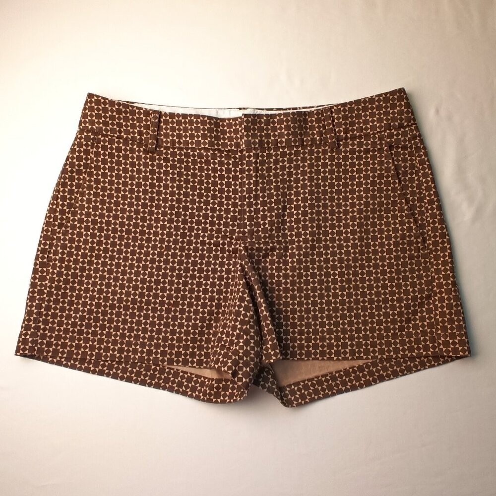 Banana Republic Womens Martin Fit Geometric Print Chino Shorts Size 6 Brown Tan